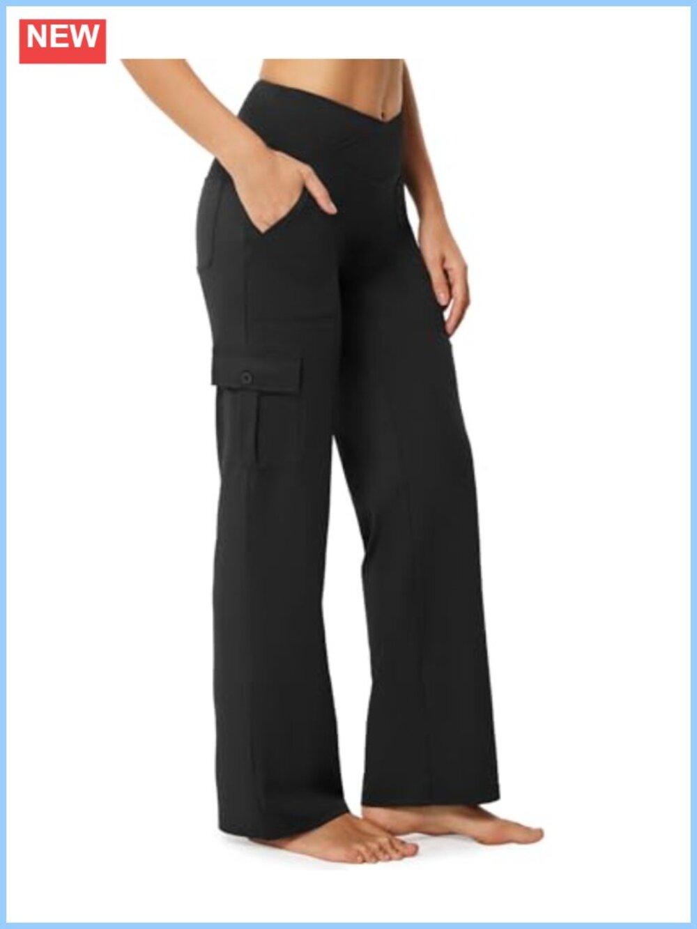 Women's Wide Leg Yoga Cargo Pants with 6 Pockets High Rise Stretch